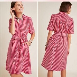 Maeve by Anthropologie Red and White Striped Dress